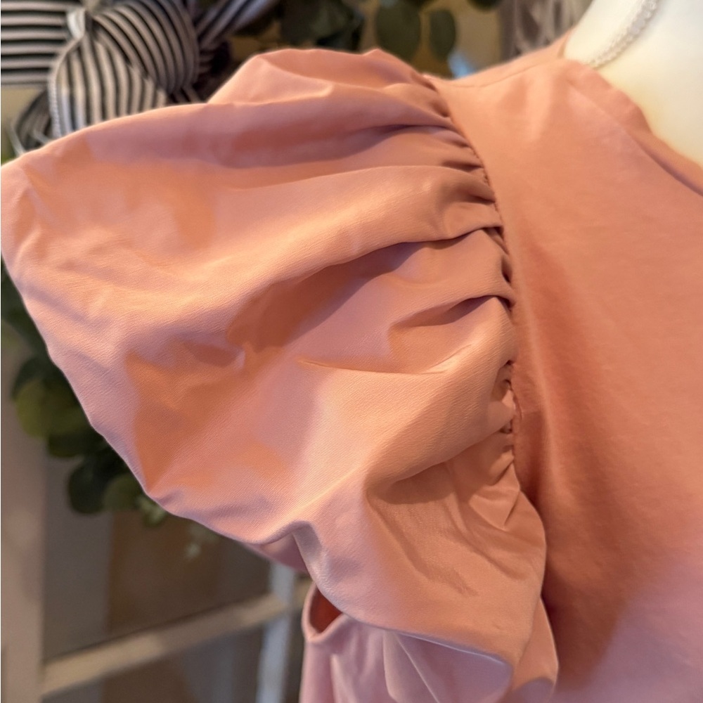 Express Blush Ruffle Sleeve Tee - Picture 2 of 4